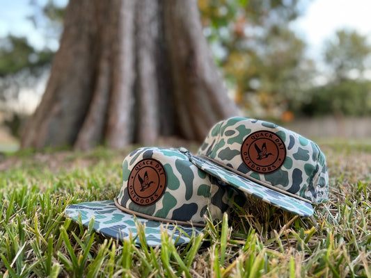 Quack Dat Outdoors | Marsh Camo Hat- Leather