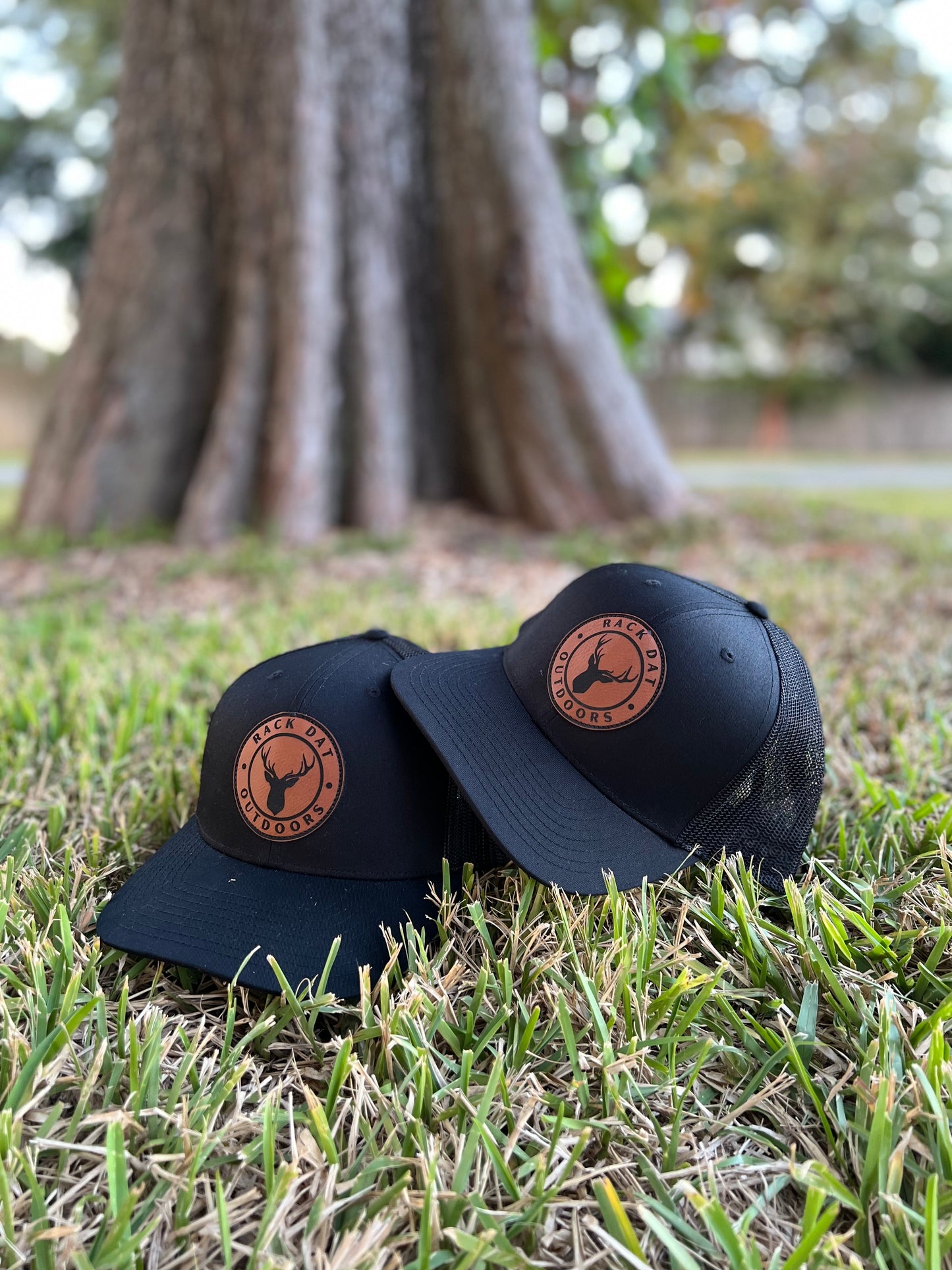 Rack Dat Outdoors | Black 112 Hat- Leather