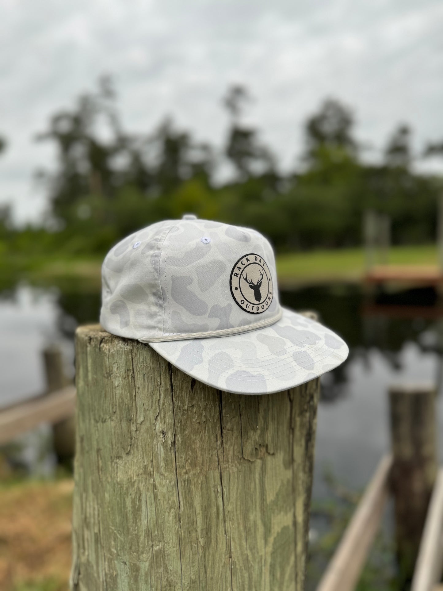 White Camo Hat- Leather