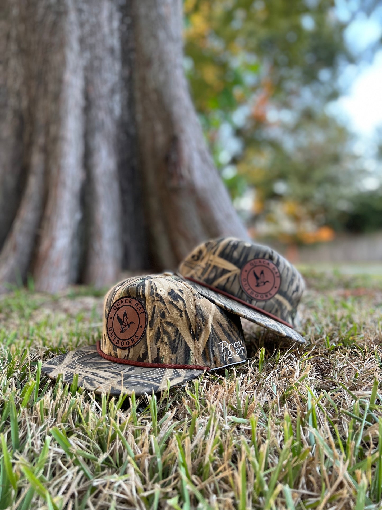 Quack Dat Outdoors | Duck Camo Hat- Leather