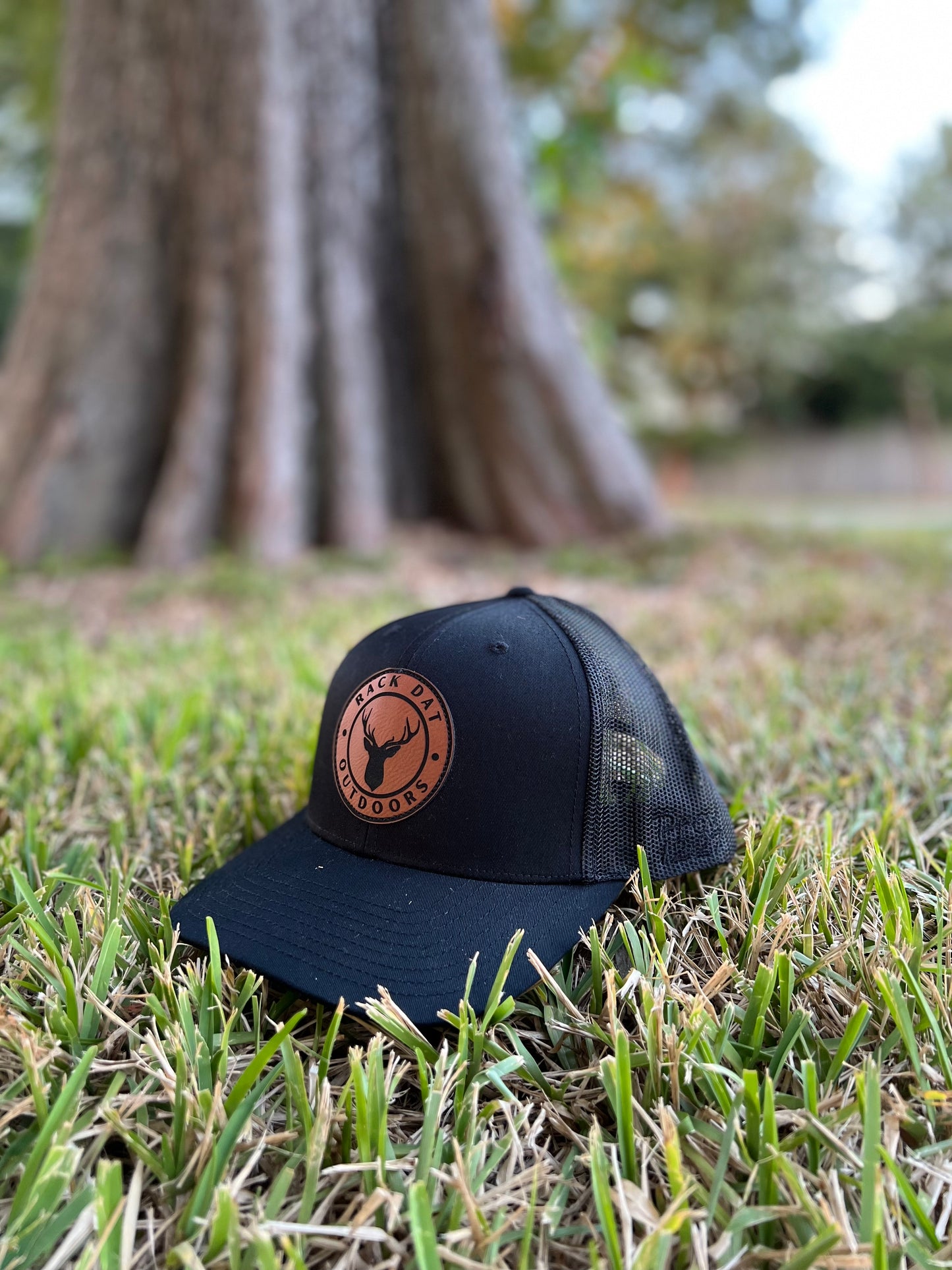 Rack Dat Outdoors | Black 112 Hat- Leather